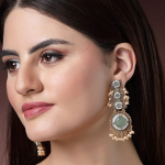 Gold Plated Kundan Drop Earrings